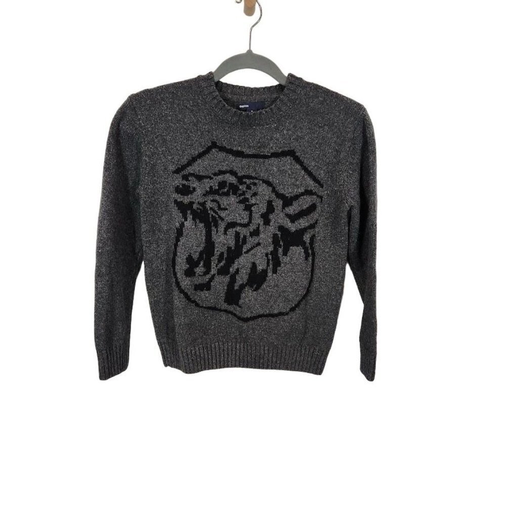 Gap Kids Boys Gray Lion Graphic Sweater Size Medium